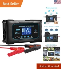 Versatile Battery Charger 0-20A for Cars, Boats & Motorcycles - Safe & Efficient