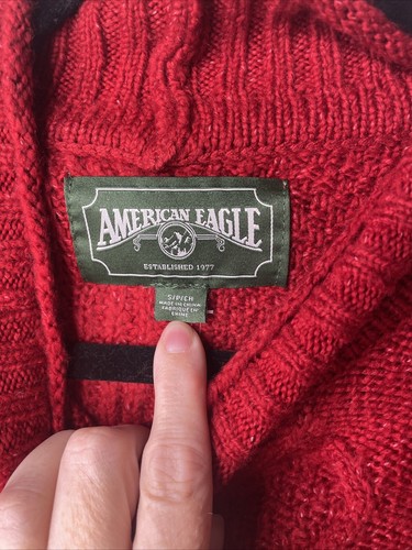 AE 90s Soft & Cozy Mixed Stitch Mock Neck Oversized Sweater NWT S Holiday Red - Picture 6 of 11