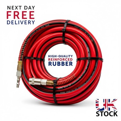 Flexi Tough Air Hose 8mm x 15m Rubber BSP 1/4'' Pressure 20 Bar Compressor NEW UK