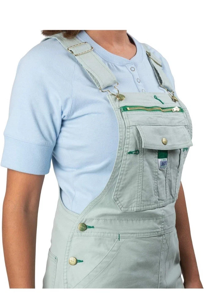 Liberty 女式水洗鸭围兜工作服 XL 磨砂鼠尾草三缝 — 第 2/4 张图片