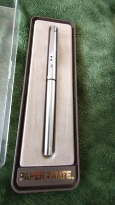Paper Mate West Germany silberfarbener Füllfederhalter im Etui Vintage nie benutzt