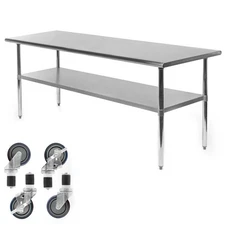 Stainless Steel Commercial Kitchen Work Food Prep Table w/ 4 Casters - 30"x72"