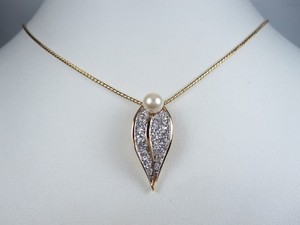 Authentic Nina Ricci Gold Plated Pendant with Swarovski Crystals & Pearls 20-22" - 7644