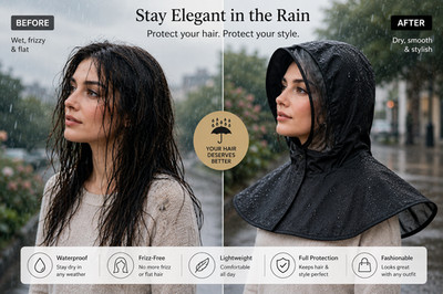 Rain Hood for Women   No More Wet Hair, Waterproof, Anti-Frizz, Stylish Protecti