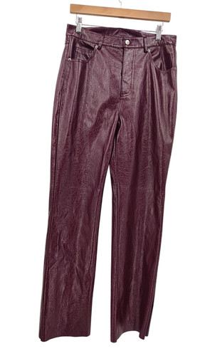 Steve Madden Women Loren High-Rise Faux-Leather Pants Red 30