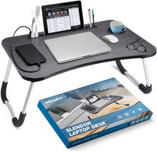 Slendor Lap Desk with Cup Holder, Foldable Laptop Table for Bed, Portable Bed De