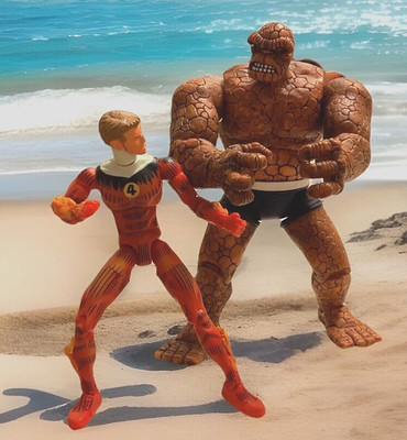 MARVEL LEGENDS THING vs Human Torch 6'' FIGURE TOY BIZ FANTASTIC FOUR BOX SET BIN