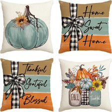 Fall Pumpkin Home Sweet Home Throw Pillow Covers, 18 X 18 Inch Autumn Thankful G