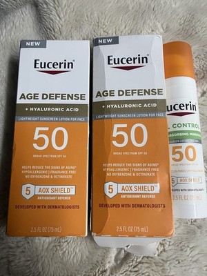 Eucerin Age Defense SPF 50 Face Lotion Hyaluronic Acid 2.5 fl oz 12/2023 set 3
