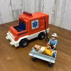 Vintage Fisher Price Husky Helper Ambulance w/2 figures & Gurney 1982 #337