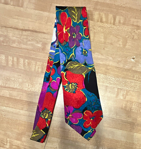 Liberty of London Men's Multicolor Floral Flower Print Silk Crepe Neck Tie