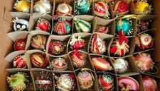 36 Christmas Fancy Beaded Push Pin Vtg Ornaments Handmade Sequin Foil Ribbon