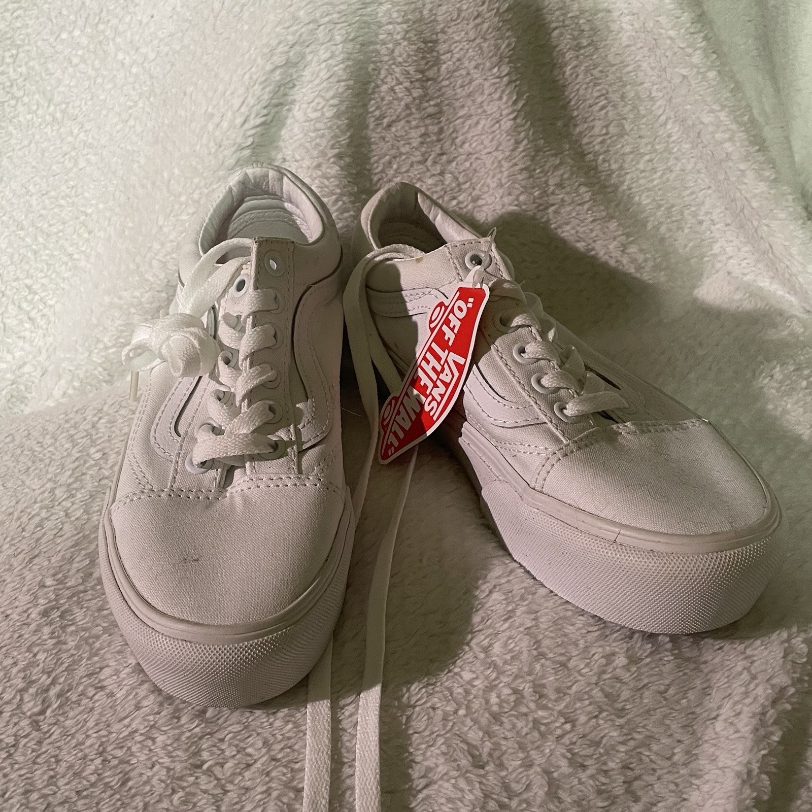 Vans Old Skool Platform White Canvas Sneakers - NWT Flawed