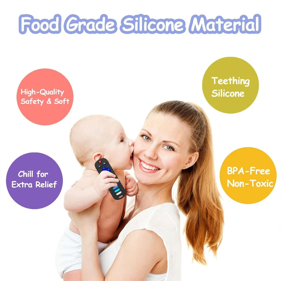 Baby Teething Toys, Food Grade Silicone Teether for Babies 3 6 12 18 Months,(BK) - Image 3 of 4