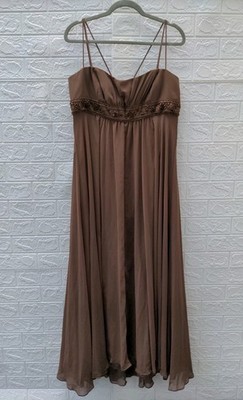 spaghetti strap chiffon dress with beaded empire Pre-owned David's Bridal Spaghetti Strap Chiffon Dress With Beaded Empire  Sz 16