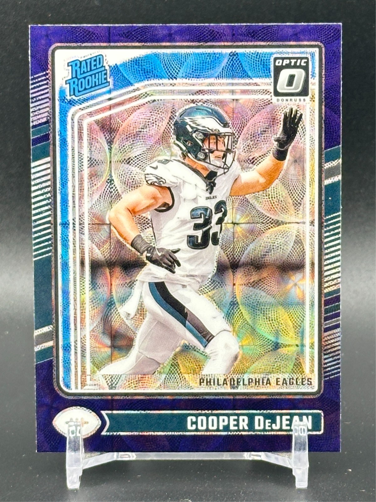 2024 Donruss Optic Purple Scope #221 Cooper DeJean RATED ROOKIE RC EAGLES