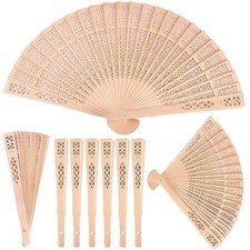 30 Pack 8 Inch Sandalwood Fan, Foldable Hand Wooden Fans Bulk, Folding Weddin...