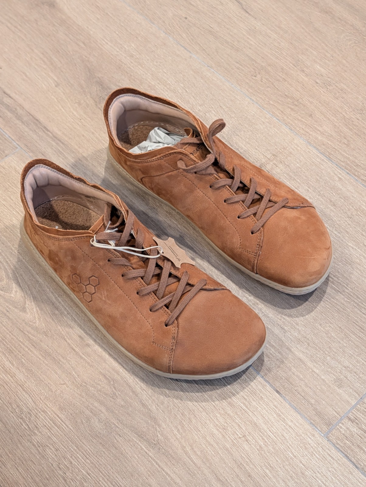 Vivobarefoot Mens Geo Court III Leather Nubuck Tan Sneakers/Trainers Size 10 US