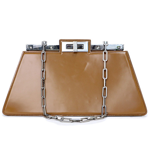FENDI Peekaboo Cut Medium Shoulder Bag Brushed Leather 8BN340 #679