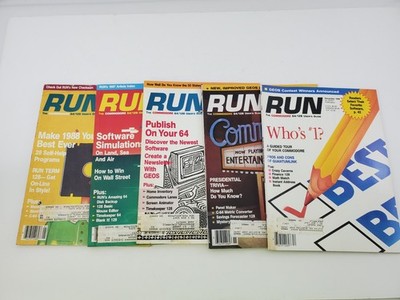 Lot of 5 1988 RUN The Commodore 64/128 User's Guide Vintage Computer Magazines
