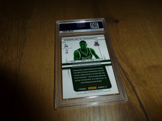 2013-14 Panini Prizm Giannis Antetokounmpo #290 PSA 9 Bucks Heat 🔥🔥 Rookie RC view 2