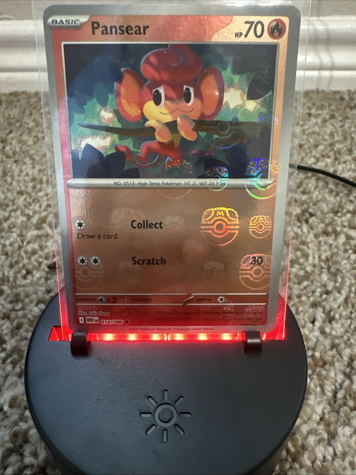 Pokemon TCG Pansear 014/086 Reverse Holo Master Ball SV White Flare English NM