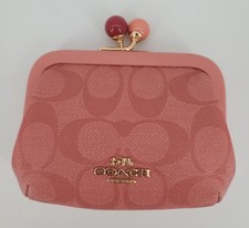 Authentic COACH Signature Canvas Candy Pink Coin Purse C1708 New With Tags