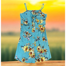 Guess Floral Print Spaghetti Strap Dress Womens Sz M Cottagecore Boho Festival