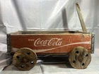 VTG Coca Cola Crate Wagon With Wood Wheels, Handle And Wheels Move-Estate Find