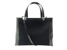 VINTAGE SAC A MAIN LADY DIOR CUIR VERNIS & TOILE BLEU BANDOULIERE HAND BAG 2200€