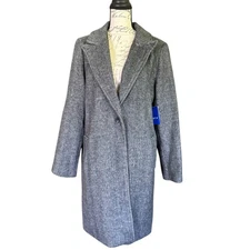 Apt 9 $80 Black Hering Single Button Front Wool Blend Coat Size Large