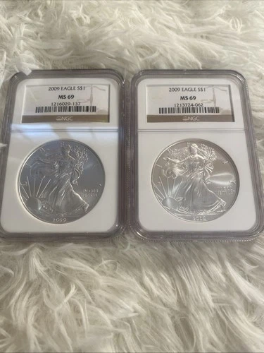 2-2009 United States American Silver Eagle Dollar Coin NGC MS 69 lot of 2
