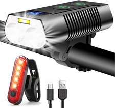 REHKITTZ Bike Lights Set 3300 Lumen Super Bright,5000 mAh Long Black 