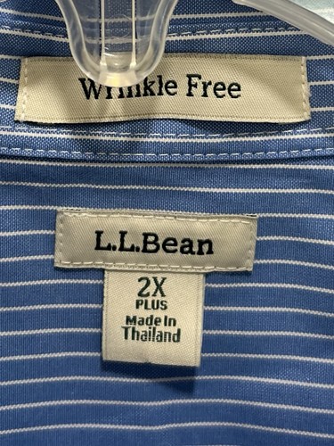 LL BEAN Shirt Womens 2X Blue White Stripe Wrinkle Free Long Sleeve Office Preppy - Picture 4 of 8