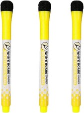 3 Pcs Yellow Magnetic Whiteboard Pen Writing Drawing Erasable Board Marker