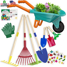 Kids Gardening Tools Set with Wheelbarrow STEM Outdoor Indoor Pretend Play