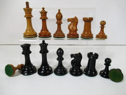 ANTIQUE AYRES CHESS SET STAUNTON PATTERN  SIZE K 81mm NO BOX NO BOARD
