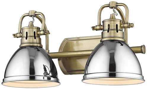 Duncan 16 1/2" Wide Aged Brass and Chrome 2-Light Bath Light - Picture 2 of 6