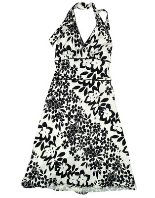 Jonathan Martin Womens 12 Black White Floral Halter Sun Spring Summer Dress