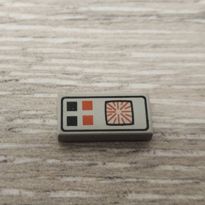Lego 3069p25 Old Light Gray Tile 1 x 2 Red and Black Buttons Computer Pattern