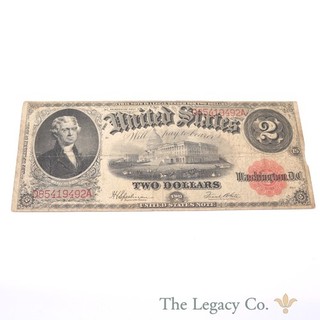 Series 1917 $2 United States Horse Blanket Note Red Seal Currency #UN 0283