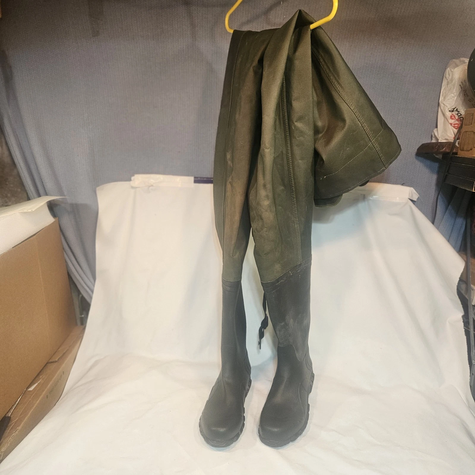 Frogg Toggs Chest Waders Men's size 13 Poly Rubber Boots Green Fishing