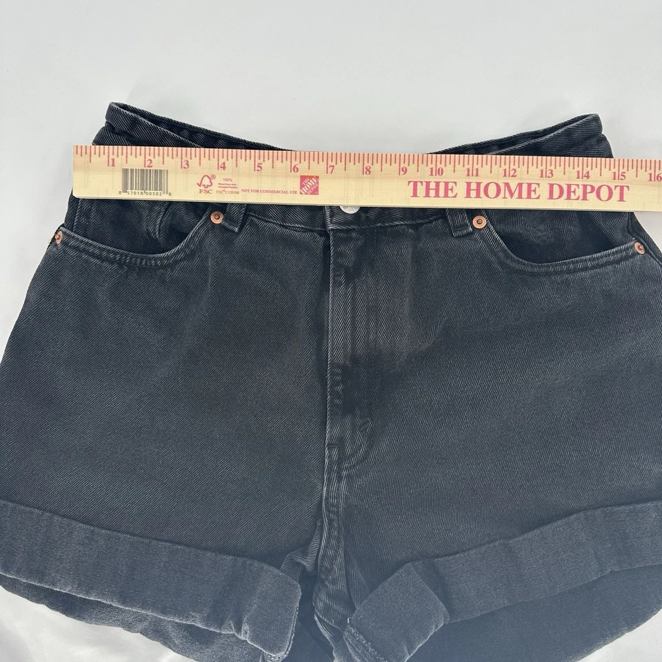 Monki Women's 100% Cotton Black High-Waisted Boyfriend Shorts Size 30 - Image 4 of 4