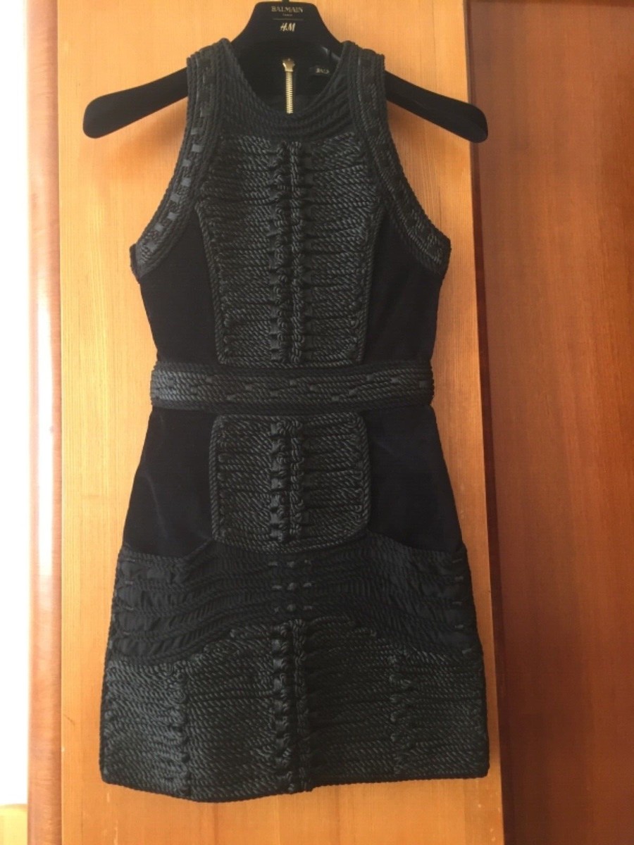 Balmain x H&M Black Velvet Rope Cocktail Dress Mini Size US4 EUR34 | eBay