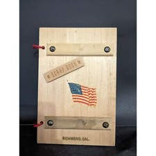 Vintage wood Photo album scrapbook with photos 9 x 6" Ephemera junk journal