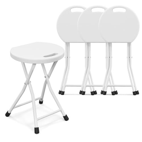 Folding Stool, 4 Pack8 inch Foldable Camping Stool for Adults with 440 1 White - Picture 2 of 8
