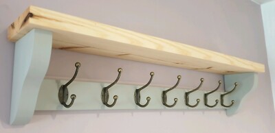 Garderobe + Regal schwebend rustikal 7 Doppelhaken