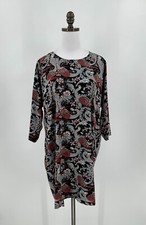 Mini Market Womens Gray Black Floral Crew Neck Tunic Shirt Dress Sz 38