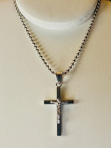Silver Finish Cross Pendant Necklace with Detailed Jesus Figure, 16-24 Inch - Picture 8 of 10