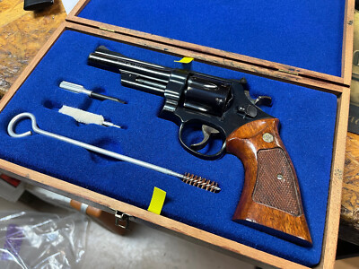 Étui Ancien Smith & Wesson Bleu Pour Revolver - Avec Notice - Occasion En Bon état